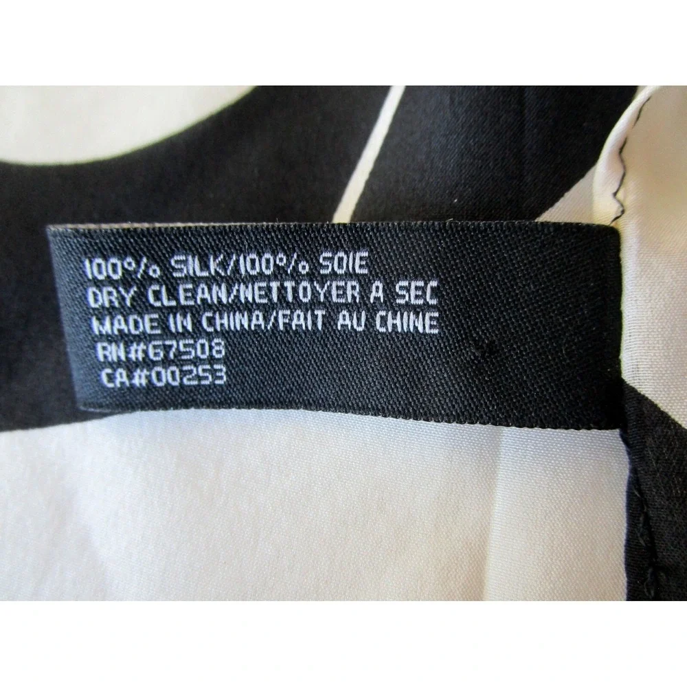 Vintage Jones New York Black and White Abstract 100% Silk Scarf 21 x 21